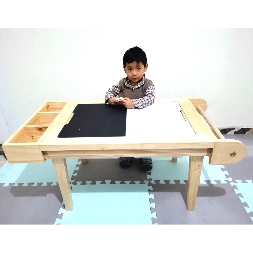 Mesa Sensorial Multifuncional Montessori Con Portarollo